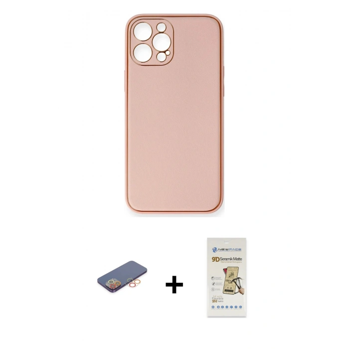 MARSİLYAN™- iPhone 12 Pro Max Kılıf Yadigar Klasik - Siyah Mat Seramik Nano Ekran Koruyucu + Renkli Kamera Lens Koruma Cam - TU