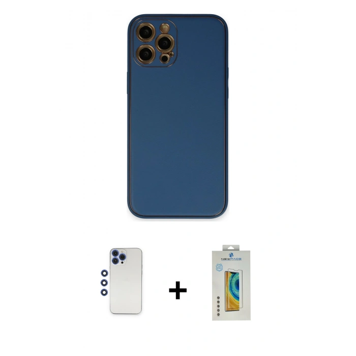 MARSİLYAN™- iPhone 12 Pro Max Kılıf Yadigar Klasik - Siyah Polymer Nano Ekran Koruyucu + Shine Kamera Lens - LT