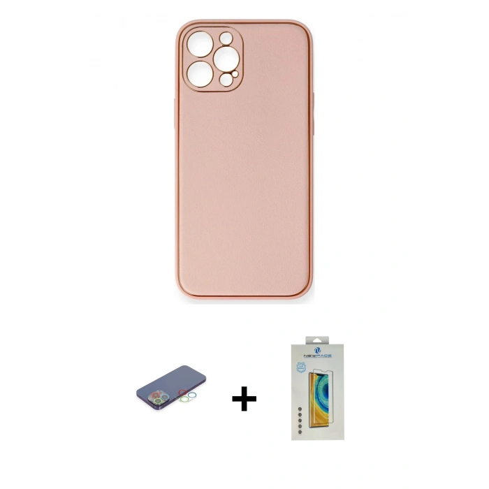 MARSİLYAN™- iPhone 12 Pro Max Kılıf Yadigar Klasik - Siyah Polymer Nano Ekran Koruyucu + Mavi Renkli Kamera Lens Koruma Cam