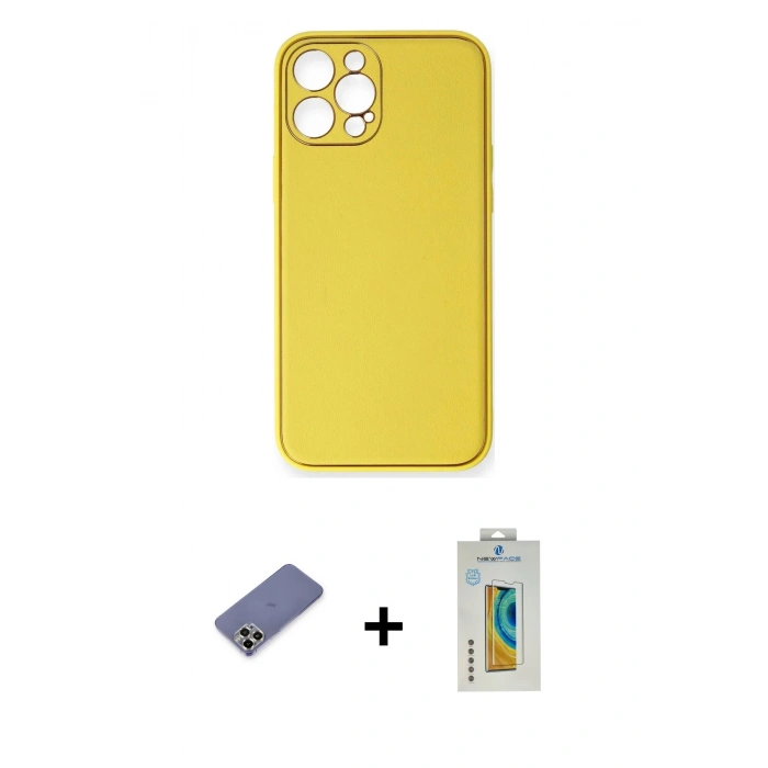 MARSİLYAN™- iPhone 12 Pro Max Kılıf Yadigar Klasik - Siyah Polymer Nano Ekran Koruyucu + Metal Kamera Lens Koruma Cam - GD