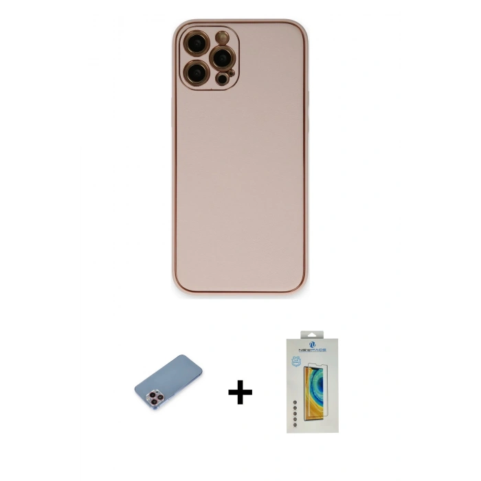 MARSİLYAN™- iPhone 12 Pro Max Kılıf Yadigar Klasik - Siyah Polymer Nano Ekran Koruyucu + Shine Kamera Lens Koruma Cam - PE