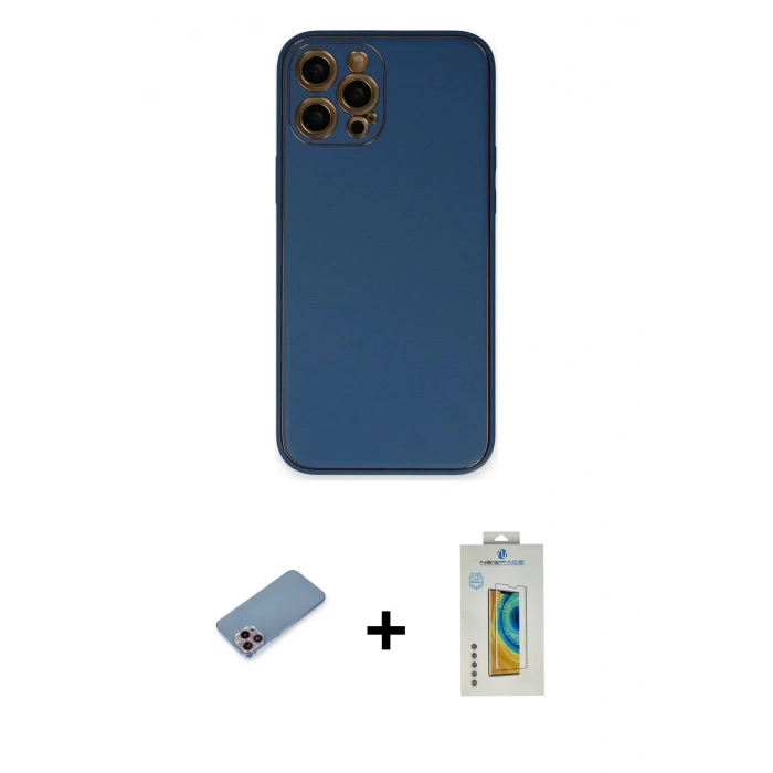 MARSİLYAN™- iPhone 12 Pro Max Kılıf Yadigar Klasik - Siyah Polymer Nano Ekran Koruyucu + Shine Kamera Lens Koruma Cam - PE