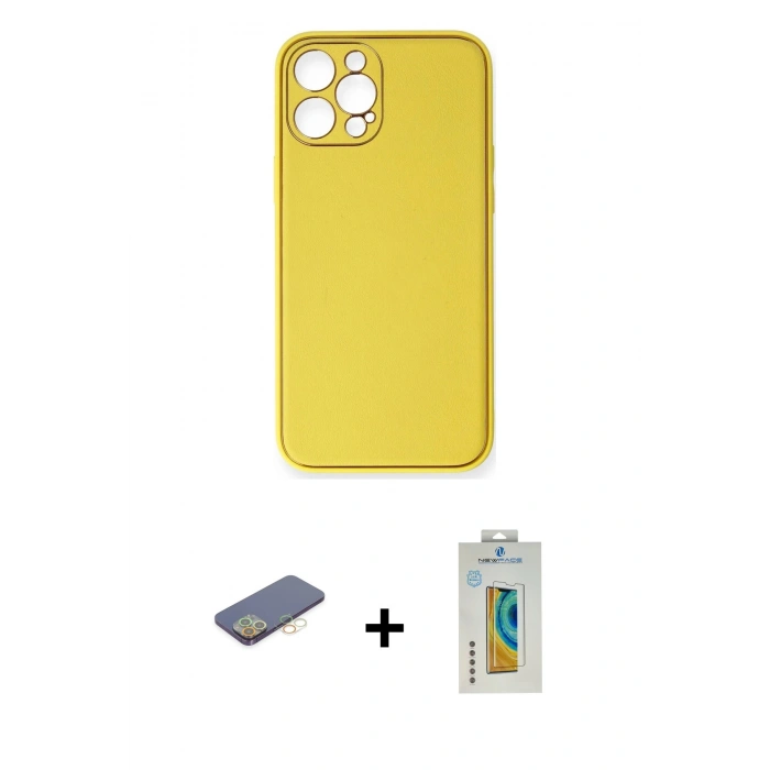 MARSİLYAN™- iPhone 12 Pro Max Kılıf Yadigar Klasik - Siyah Polymer Nano Ekran Koruyucu + Renkli Kamera Lens Koruma Cam - SI