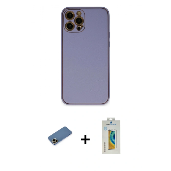 MARSİLYAN™- iPhone 12 Pro Max Kılıf Yadigar Klasik - Siyah Polymer Nano Ekran Koruyucu + Shine Kamera Lens Koruma Cam - GD