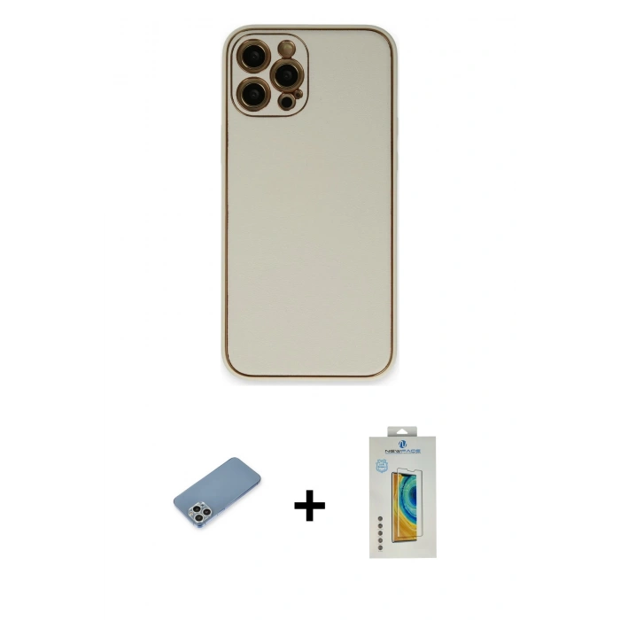 MARSİLYAN™- iPhone 12 Pro Max Kılıf Yadigar Klasik - Siyah Polymer Nano Ekran Koruyucu + Shine Kamera Lens Koruma Cam - GS