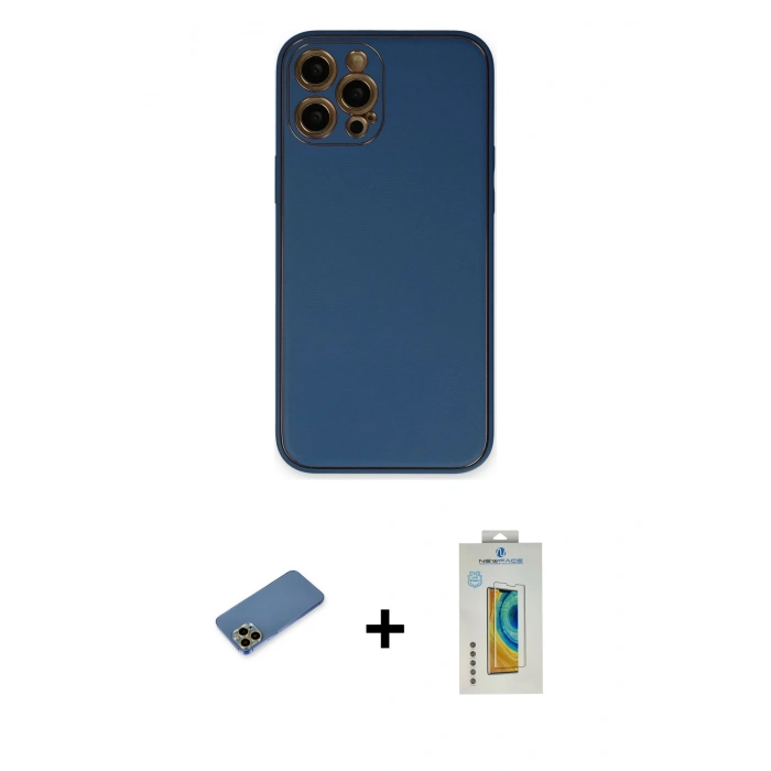 MARSİLYAN™- iPhone 12 Pro Max Kılıf Yadigar Klasik - Siyah Polymer Nano Ekran Koruyucu + Shine Kamera Lens Koruma Cam - GD