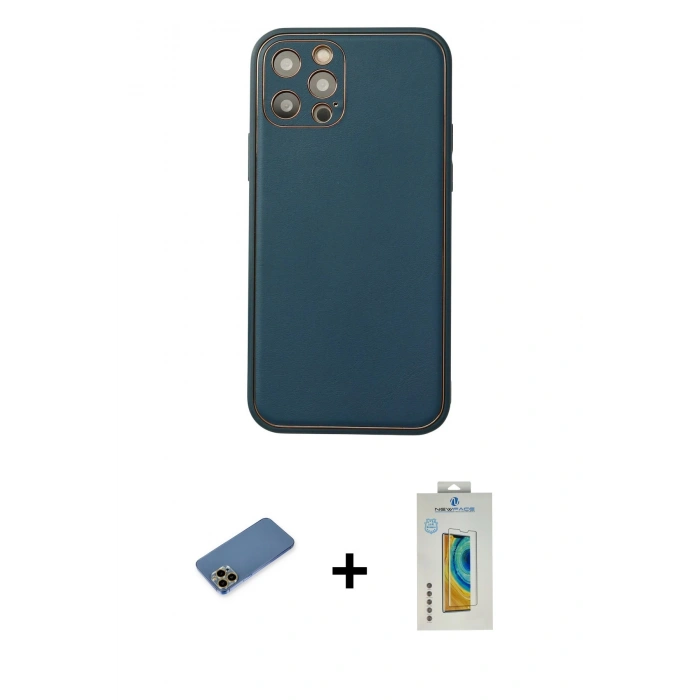 MARSİLYAN™- iPhone 12 Pro Max Kılıf Yadigar Klasik - Siyah Polymer Nano Ekran Koruyucu + Shine Kamera Lens Koruma Cam - GD