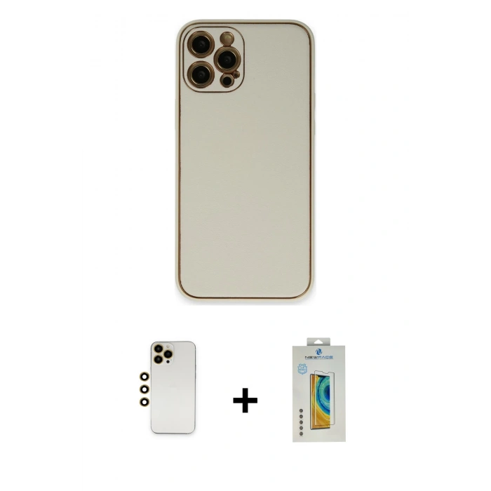 MARSİLYAN™- iPhone 12 Pro Max Kılıf Yadigar Klasik - Siyah Polymer Nano Ekran Koruyucu + Shine Kamera Lens - GD