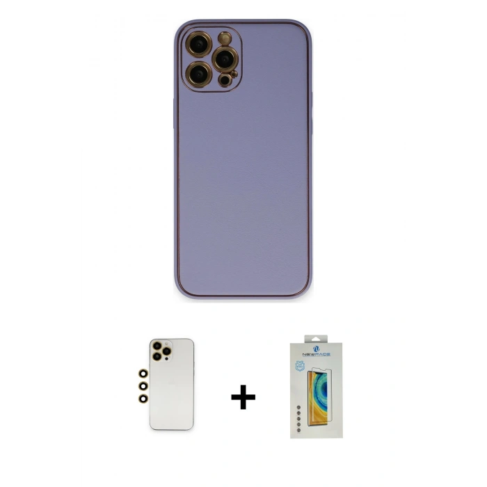 MARSİLYAN™- iPhone 12 Pro Max Kılıf Yadigar Klasik - Siyah Polymer Nano Ekran Koruyucu + Shine Kamera Lens - GD