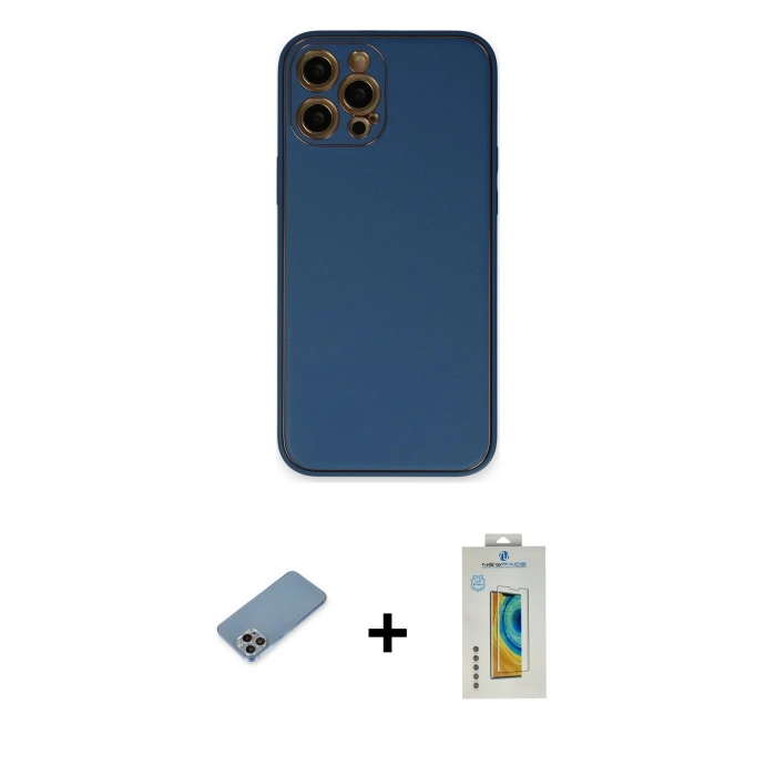 MARSİLYAN™- iPhone 12 Pro Max Kılıf Yadigar Klasik - Siyah Polymer Nano Ekran Koruyucu + Shine Kamera Lens Koruma Cam - GI