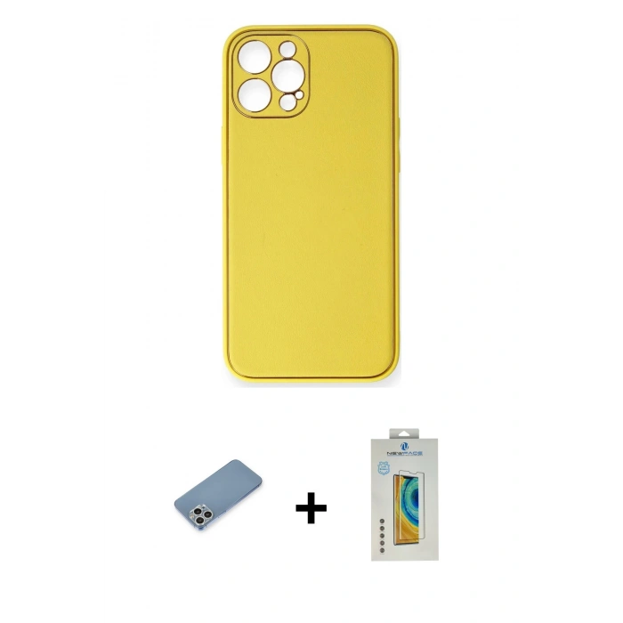 MARSİLYAN™- iPhone 12 Pro Max Kılıf Yadigar Klasik - Siyah Polymer Nano Ekran Koruyucu + Shine Kamera Lens Koruma Cam - GS