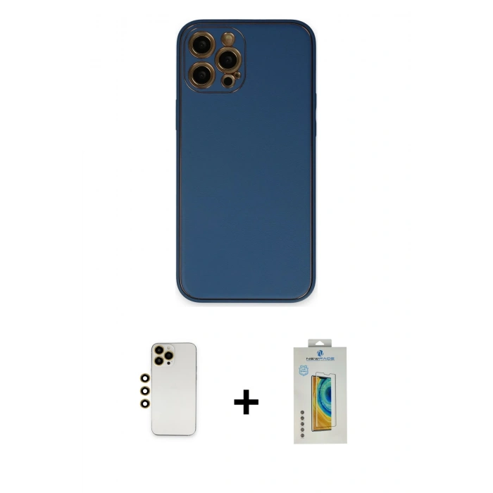 MARSİLYAN™- iPhone 12 Pro Max Kılıf Yadigar Klasik - Siyah Polymer Nano Ekran Koruyucu + Shine Kamera Lens - GD
