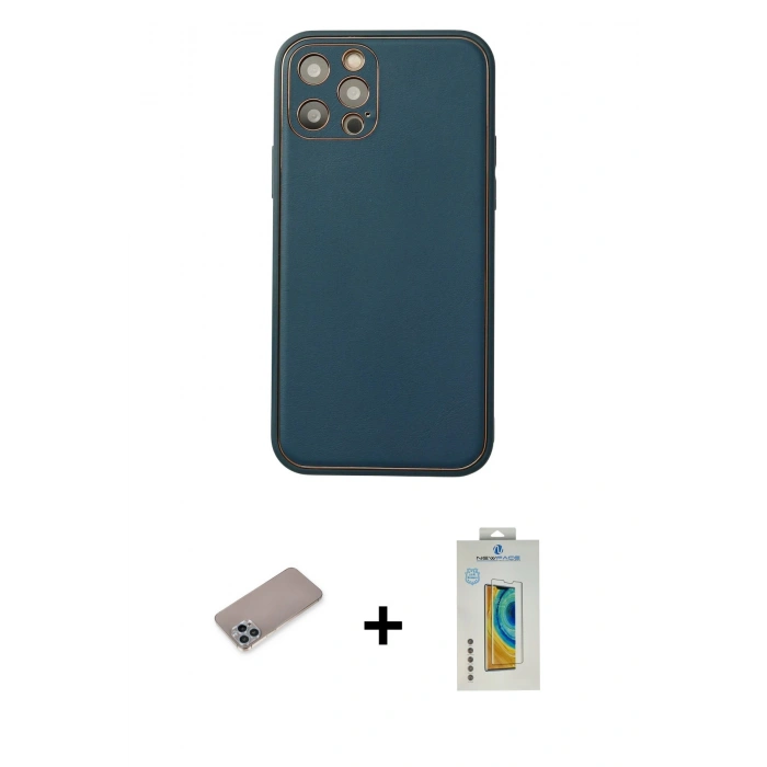 MARSİLYAN™- iPhone 12 Pro Max Kılıf Yadigar Klasik - Siyah Polymer Nano Ekran Koruyucu + Shine Kamera Lens Koruma Cam - SABE