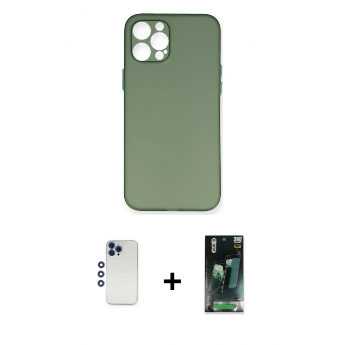 MARSİLYAN™- iPhone 12 Pro Max Kılıf Yadigar Yansıma Serisi - Şeffaf 360 Full Body Arka Koruyucu + Shine Kamera Lens - LT