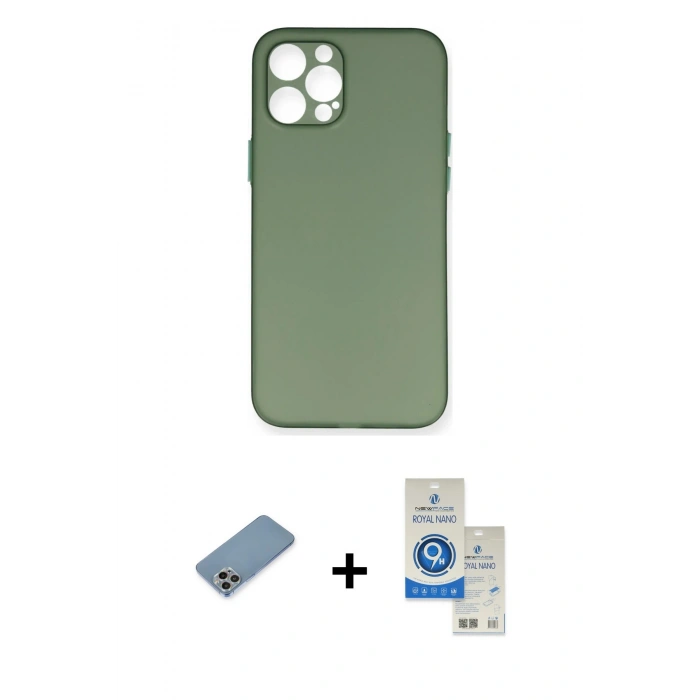 MARSİLYAN™- iPhone 12 Pro Max Kılıf Yadigar Yansıma Serisi - Şeffaf Royal Nano Ekran Koruyucu + Shine Kamera Lens Koruma Cam - GI