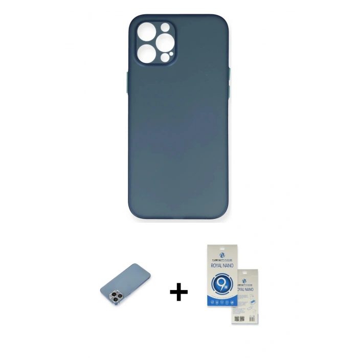 MARSİLYAN™- iPhone 12 Pro Max Kılıf Yadigar Yansıma Serisi - Şeffaf Royal Nano Ekran Koruyucu + Shine Kamera Lens Koruma Cam - GI