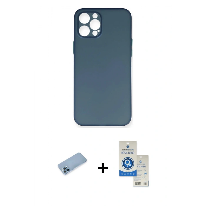 MARSİLYAN™- iPhone 12 Pro Max Kılıf Yadigar Yansıma Serisi - Şeffaf Royal Nano Ekran Koruyucu + Shine Kamera Lens Koruma Cam - MI