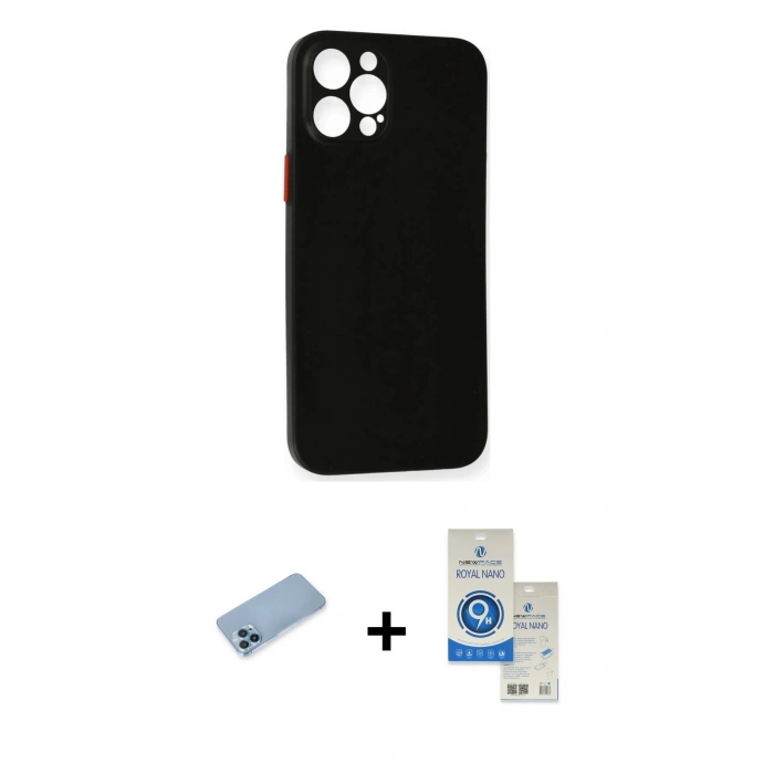 MARSİLYAN™- iPhone 12 Pro Max Kılıf Yadigar Yansıma Serisi - Şeffaf Royal Nano Ekran Koruyucu + Shine Kamera Lens Koruma Cam - MI