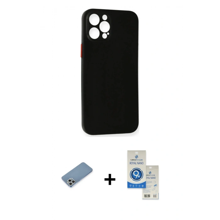 MARSİLYAN™- iPhone 12 Pro Max Kılıf Yadigar Yansıma Serisi - Şeffaf Royal Nano Ekran Koruyucu + Shine Kamera Lens Koruma Cam - GS