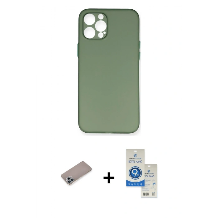 MARSİLYAN™- iPhone 12 Pro Max Kılıf Yadigar Yansıma Serisi - Şeffaf Royal Nano Ekran Koruyucu + Shine Kamera Lens Koruma Cam - SABE