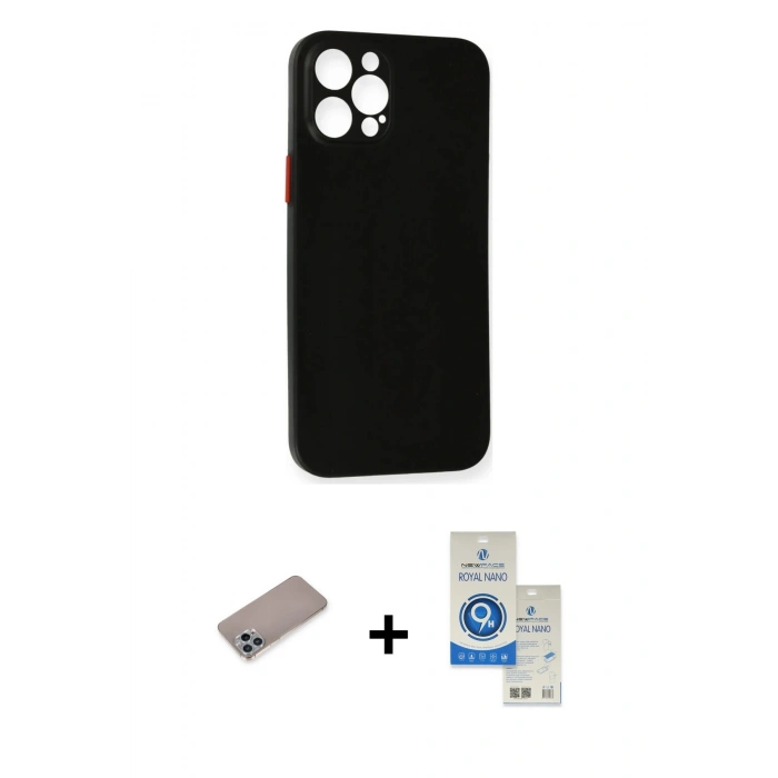 MARSİLYAN™- iPhone 12 Pro Max Kılıf Yadigar Yansıma Serisi - Şeffaf Royal Nano Ekran Koruyucu + Shine Kamera Lens Koruma Cam - SABE