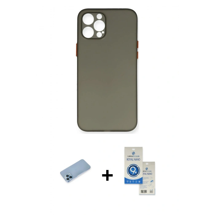 MARSİLYAN™- iPhone 12 Pro Max Kılıf Yadigar Yansıma Serisi - Şeffaf Royal Nano Ekran Koruyucu + Shine Kamera Lens Koruma Cam - MI