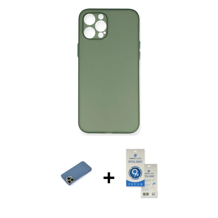 MARSİLYAN™- iPhone 12 Pro Max Kılıf Yadigar Yansıma Serisi - Şeffaf Royal Nano Ekran Koruyucu + Shine Kamera Lens Koruma Cam - GD