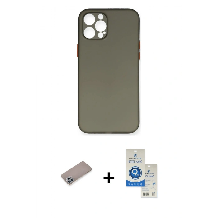 MARSİLYAN™- iPhone 12 Pro Max Kılıf Yadigar Yansıma Serisi - Şeffaf Royal Nano Ekran Koruyucu + Shine Kamera Lens Koruma Cam - SABE