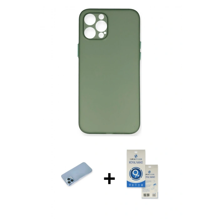 MARSİLYAN™- iPhone 12 Pro Max Kılıf Yadigar Yansıma Serisi - Şeffaf Royal Nano Ekran Koruyucu + Shine Kamera Lens Koruma Cam - MI