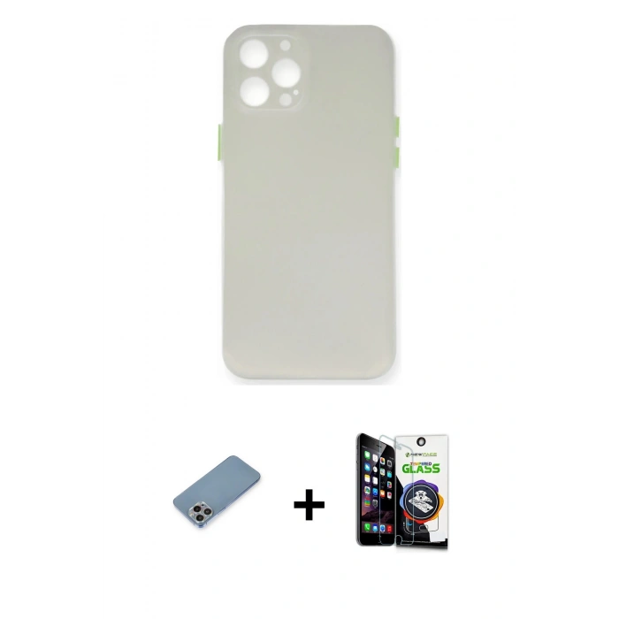 MARSİLYAN™- iPhone 12 Pro Max Kılıf Yadigar Yansıma Serisi - Şeffaf Temperli Cam Ekran Koruyucu + Shine Kamera Lens Koruma Cam - GI