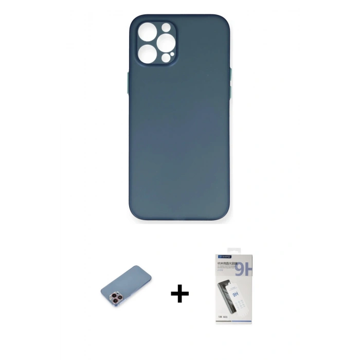 MARSİLYAN™- iPhone 12 Pro Max Kılıf Yadigar Yansıma Serisi - Şeffaf Uv Polymer Nano Ekran Koruyucu + Shine Kamera Lens Koruma Cam - PE