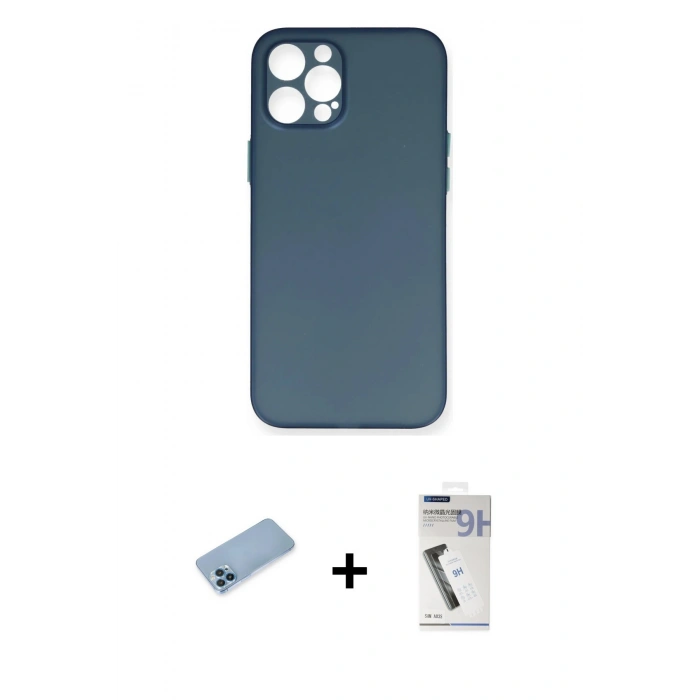 MARSİLYAN™- iPhone 12 Pro Max Kılıf Yadigar Yansıma Serisi - Şeffaf Uv Polymer Nano Ekran Koruyucu + Shine Kamera Lens Koruma Cam - MI