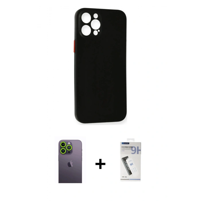 MARSİLYAN™- iPhone 12 Pro Max Kılıf Yadigar Yansıma Serisi - Şeffaf Uv Polymer Nano Ekran Koruyucu + Yeşil Neon Fosforlu Kamera Lens