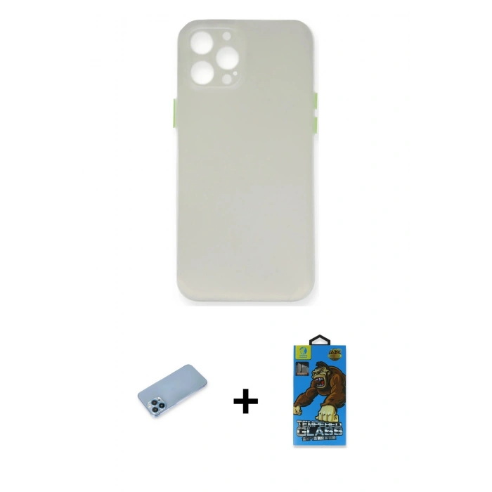 MARSİLYAN™- iPhone 12 Pro Max Kılıf Yadigar Yansıma Serisi - Siyah 18D Cam Ekran Koruyucu + Shine Kamera Lens Koruma Cam - MI