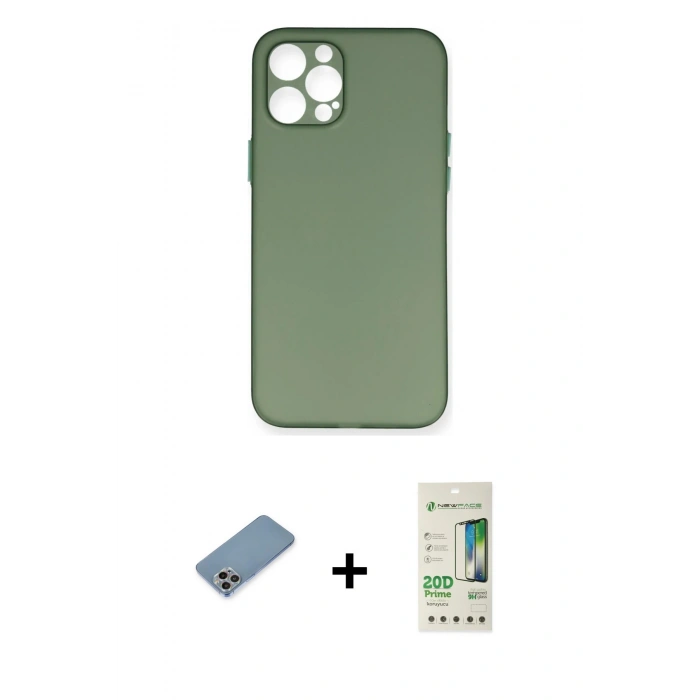 MARSİLYAN™- iPhone 12 Pro Max Kılıf Yadigar Yansıma Serisi - Siyah 20D Premium Cam Ekran Koruyucu + Shine Kamera Lens Koruma Cam - GI
