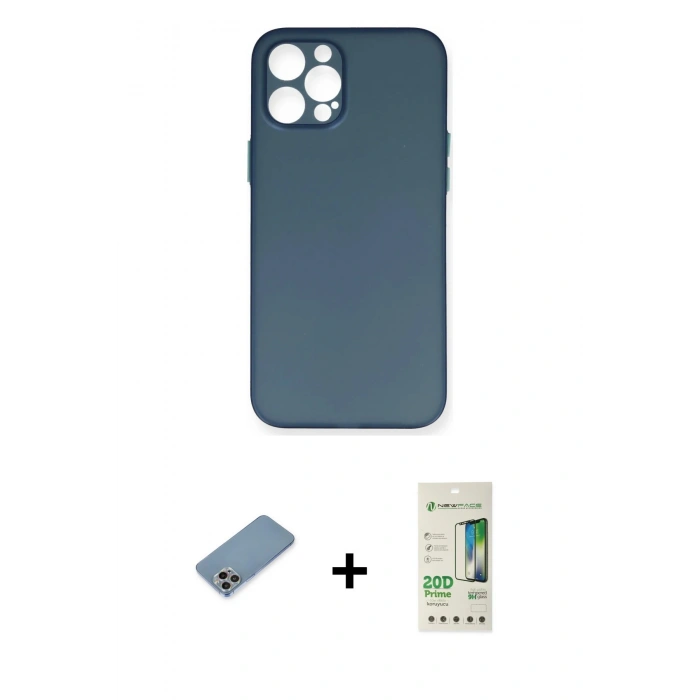 MARSİLYAN™- iPhone 12 Pro Max Kılıf Yadigar Yansıma Serisi - Siyah 20D Premium Cam Ekran Koruyucu + Shine Kamera Lens Koruma Cam - GI