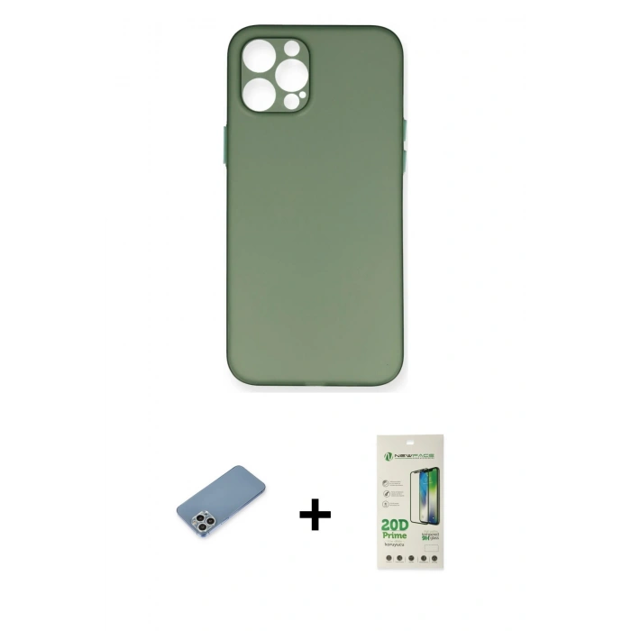 MARSİLYAN™- iPhone 12 Pro Max Kılıf Yadigar Yansıma Serisi - Siyah 20D Premium Cam Ekran Koruyucu + Shine Kamera Lens Koruma Cam - GS