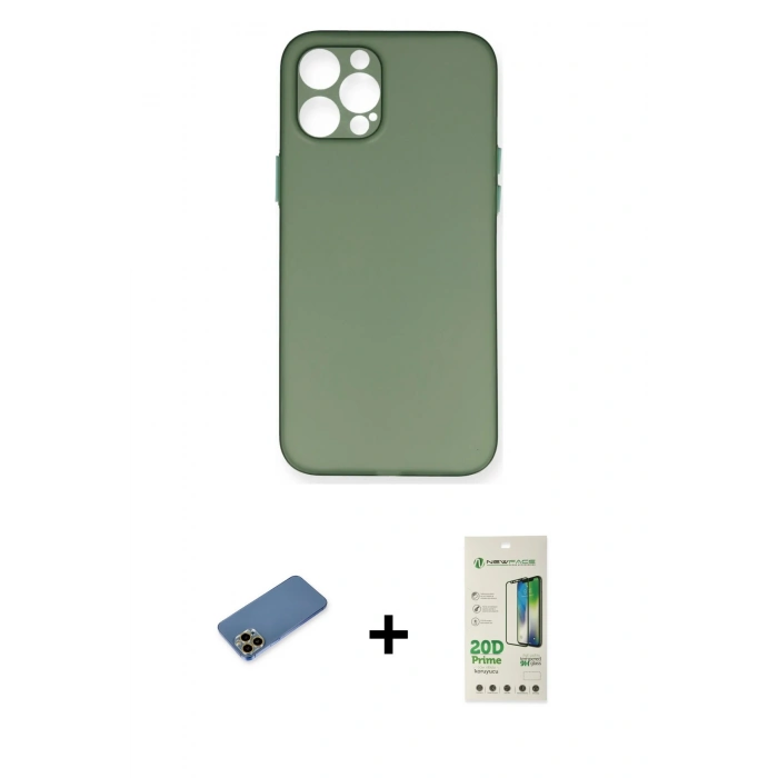 MARSİLYAN™- iPhone 12 Pro Max Kılıf Yadigar Yansıma Serisi - Siyah 20D Premium Cam Ekran Koruyucu + Shine Kamera Lens Koruma Cam - GD