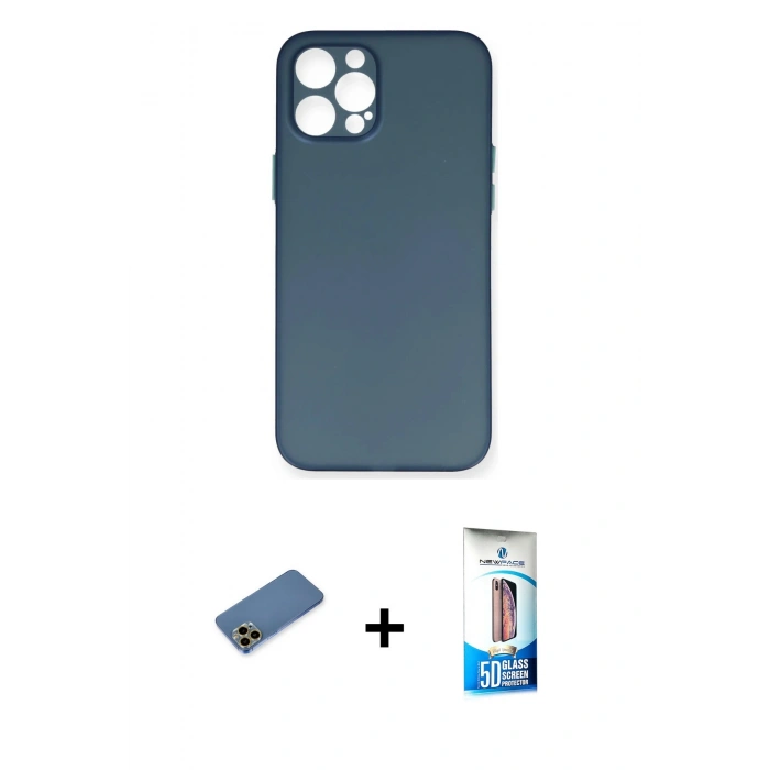 MARSİLYAN™- iPhone 12 Pro Max Kılıf Yadigar Yansıma Serisi - Siyah 5D Eko Cam Ekran Koruyucu + Shine Kamera Lens Koruma Cam - GD