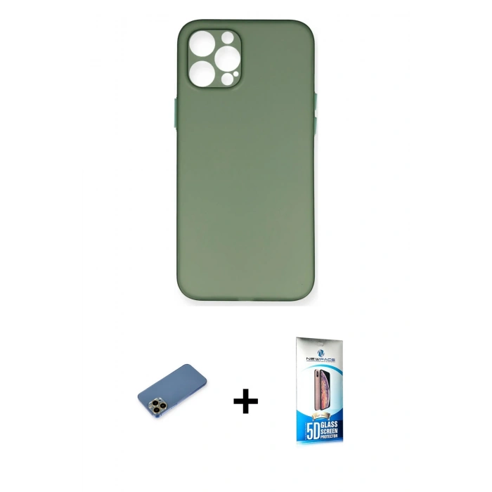 MARSİLYAN™- iPhone 12 Pro Max Kılıf Yadigar Yansıma Serisi - Siyah 5D Eko Cam Ekran Koruyucu + Shine Kamera Lens Koruma Cam - GD