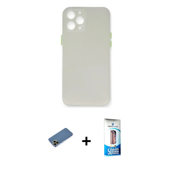 MARSİLYAN™- iPhone 12 Pro Max Kılıf Yadigar Yansıma Serisi - Siyah 5D Eko Cam Ekran Koruyucu + Shine Kamera Lens Koruma Cam - GD