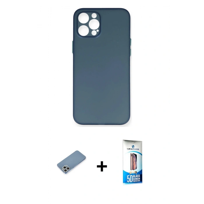 MARSİLYAN™- iPhone 12 Pro Max Kılıf Yadigar Yansıma Serisi - Siyah 5D Eko Cam Ekran Koruyucu + Shine Kamera Lens Koruma Cam - GS