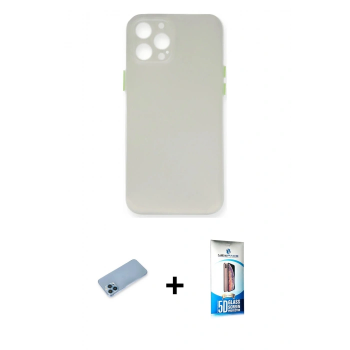 MARSİLYAN™- iPhone 12 Pro Max Kılıf Yadigar Yansıma Serisi - Siyah 5D Eko Cam Ekran Koruyucu + Shine Kamera Lens Koruma Cam - MI