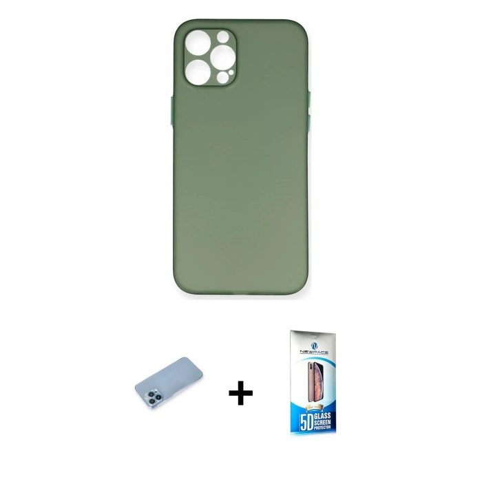 MARSİLYAN™- iPhone 12 Pro Max Kılıf Yadigar Yansıma Serisi - Siyah 5D Eko Cam Ekran Koruyucu + Shine Kamera Lens Koruma Cam - MI