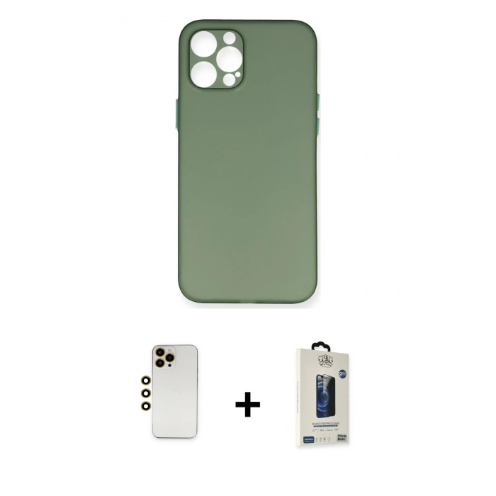 MARSİLYAN™- iPhone 12 Pro Max Kılıf Yadigar Yansıma Serisi - Siyah Bilvis Hayalet Cam Ekran Koruyucu + Shine Kamera Lens - GD