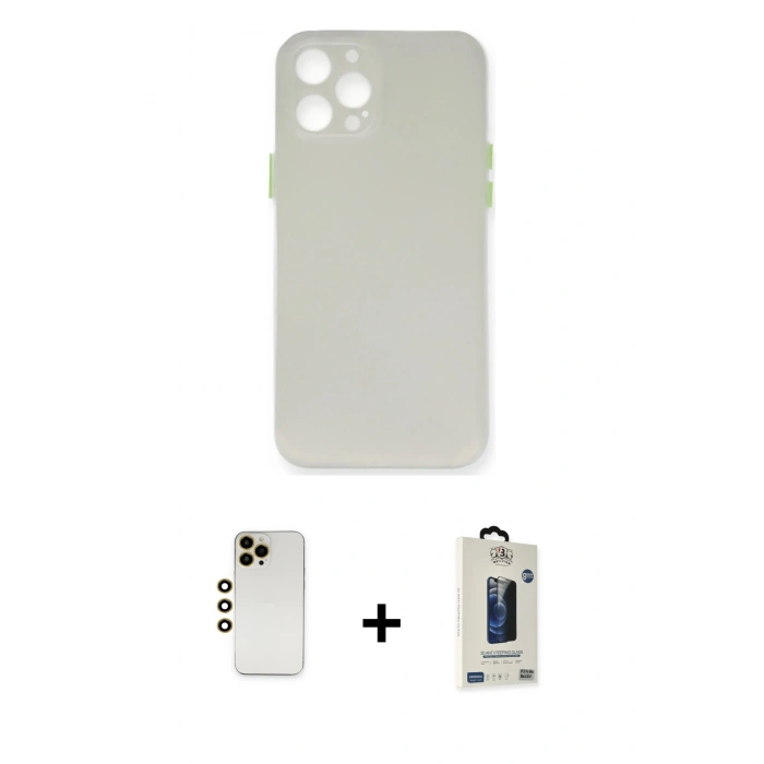 MARSİLYAN™- iPhone 12 Pro Max Kılıf Yadigar Yansıma Serisi - Siyah Bilvis Hayalet Cam Ekran Koruyucu + Shine Kamera Lens - GD