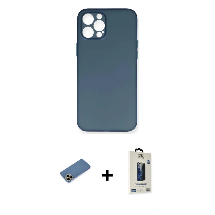 MARSİLYAN™- iPhone 12 Pro Max Kılıf Yadigar Yansıma Serisi - Siyah Bilvis Hayalet Cam Ekran Koruyucu + Shine Kamera Lens Koruma Cam - GD