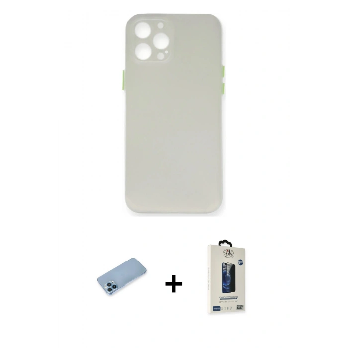 MARSİLYAN™- iPhone 12 Pro Max Kılıf Yadigar Yansıma Serisi - Siyah Bilvis Hayalet Cam Ekran Koruyucu + Shine Kamera Lens Koruma Cam - MI