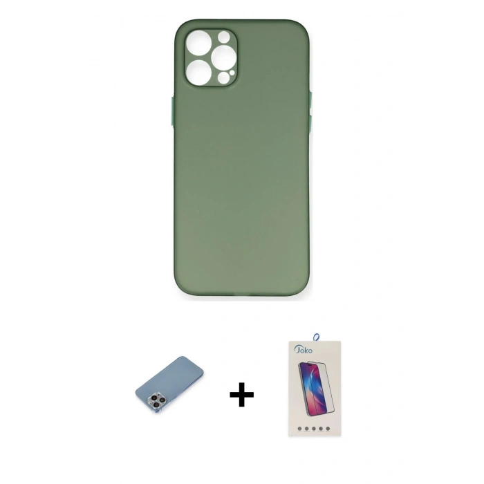 MARSİLYAN™- iPhone 12 Pro Max Kılıf Yadigar Yansıma Serisi - Siyah Joko 5D Cam + Shine Kamera Lens Koruma Cam - GI