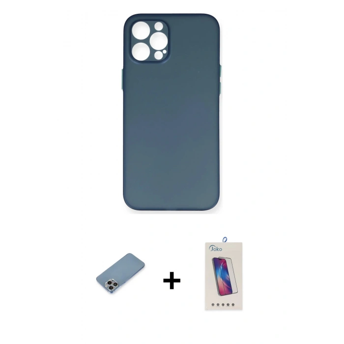 MARSİLYAN™- iPhone 12 Pro Max Kılıf Yadigar Yansıma Serisi - Siyah Joko 5D Cam + Shine Kamera Lens Koruma Cam - GI